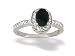 14K White Gold Genuine Oval Black Onyx and Diamond Couture Ring