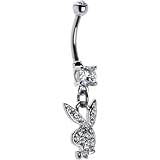 Playboy Gem Paved April Birthstone Bunny Head Belly Ring