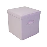 Seat Pad Folding Storage Ottoman. Canvas cover - Pink