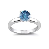 1 Carat Blue Diamond Solitaire Ring