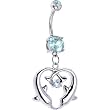Light Blue Gem Dolphin Heart Drop Belly Ring
