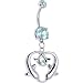 Light Blue Gem Dolphin Heart Drop Belly Ring