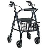 Graham Field Deluxe Lightweight 4 Wheel Rollator, Padded Seat, Blue - 1 Ea