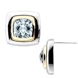 14K Two-Tone Gold Sky Blue Topaz Earrings