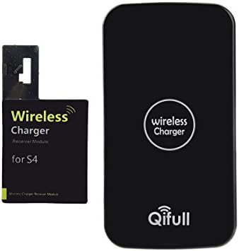 Wireless Charger + Receiver for Samsung Galaxy S4 - Qifull QT10 Qi Standard Wireless Charger Pad & 0.5mm Ultra-thin Wireless Charging Receiver Set for Samsung Galaxy S4 i9500 (Galaxy S4 / Black)