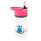 Eco Vessel Kids Stainless Steel Water Bottle with Flip Straw Top (13-Ounce, White with Owl) Eco Vessel Kids Stainless Steel Water Bottle with Flip Straw Top (13-Ounce, White with Owl)