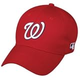 MLB ADULT Washington NATIONALS Home RED Hat Cap Adjustable Velcro TWILL