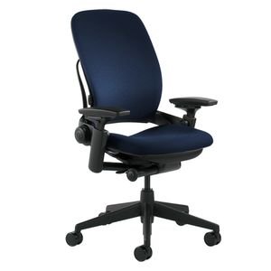 Steelcase Leap Chair, Fabric With Black Base, 12 Fabric Colors Available, Direct From the Manufacturer, Navy