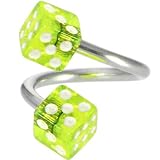 Spiral Twister DICE - GREEN Belly Button Ring