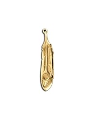 14K Yellow Gold Northwest Coast Native American Eagle Feather Lg Pendant. Made in USA.