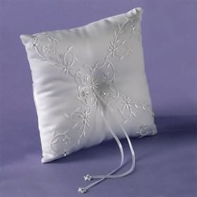 Sparkling Entwined Wedding Ring Bearer Pillow in White