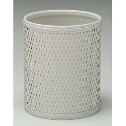 Budget Series White Round Wicker Wastebasket