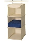 Richards Homewares 3 Shelf Sweater Organizer, 10"W X 15" D X 24" H-Canvas/Natural