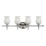 Quoizel Providence 9-Inch Bath Bar with Four Lights with Opal Etched Glass, Brushed Nickel Finish #PP8604BN