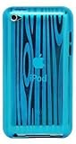 Blue Wood Grain Flexible TPU Gel Case for Apple iPod Touch 4G (4th Generation)