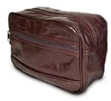 Brown Patchwork Leather Like Shave Kit Bag