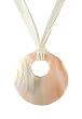 Necklace - N234 - Large Round Shell (2-1/2") hung on 5-Strand Organza Cord ~ Cream