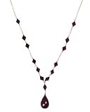 14k Yellow Gold Garnet Necklace with Derby Ruby Drop Pendant, 17