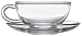 Northwest Glass 8-Ounce Glass Tea Cups and Saucer, Set of 4