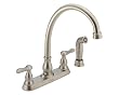 Delta Faucet 2457-SS Orleans Double-Handle Kitchen Faucet with Spray, Stainless