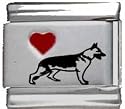 Clearly Charming Heart My German Shepherd Red Heart Laser Italian Charm