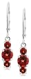 Sterling Silver Garnet 3-Stone Dangle Earrings