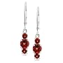 Sterling Silver Garnet 3-Stone Dangle Earrings