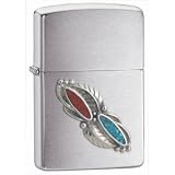 Kitchen & Housewares : Brushed Chrome, Feather Stone Emblem (ZI20606) Category: Mood Zippo Lighters