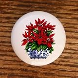 FLOWERS POINSETTIAS FLOWER DRAWER PULLS KNOBS