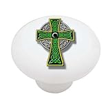 Ornate Celtic Cross Decorative High Gloss Ceramic Drawer Knob