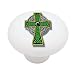 Ornate Celtic Cross Decorative High Gloss Ceramic Drawer Knob