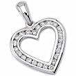 14Kt White Gold Ruled Diamond Heart Pendant