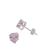 Sterling Silver 6mm Heart Cut Pink CZ Earrings