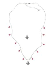 2-D "Bad Hair Day" with Girl on a Indian Pink Crystal Waterfall Necklace