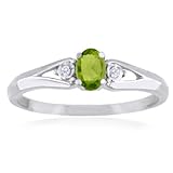 AUGUST Birthstone Ring 14k White Gold Peridot Ring