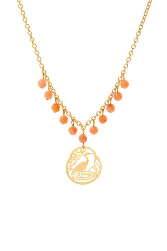 David Aubrey - Goldkette mit Vogel Anhänger - Scherenschnittmotiv - 18 Karat Vergoldung - Kettenlänge ca. 44cm