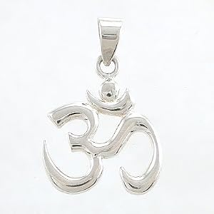 Calligraphy Style Om or Aum Pendant in Sterling Silver Suitable for Men or Women, #8414