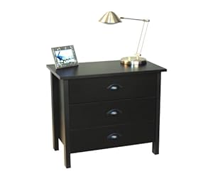 Prepac Black Kallisto 3 Drawer Nightstand