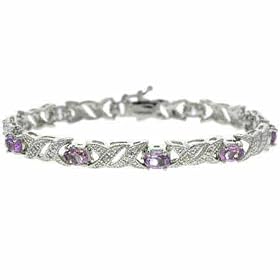 Sterling Silver Genuine Amethyst and Diamond Accent X and Oval Pattern... by SilverSpeck.com