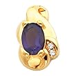 14K Yellow Gold Amethyst and Diamond Pendant