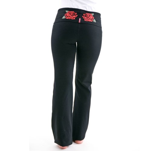 Rose-Embroidered Roll Down Pant by Hard Tail