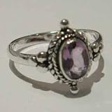 Sterling Silver Bali Ring with Genuine Amethyst Stone