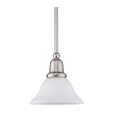 Sea Gull Lighting 61060-962 Sussex One-Light Mini Pendant, Brushed Nickel Finish with Satin White Glass