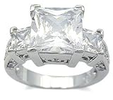 Antique Inspired Ring with 3 Princess Cut Cubic Zirconias