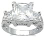 Antique Inspired Ring with 3 Princess Cut Cubic Zirconias