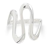 Sterling Silver Band Ring, 1 in wide Band Wave Design Ring