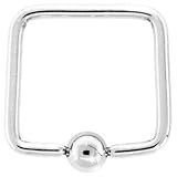 14G 1/2 - Square CBR's - Captive Bead Rings CBR Body Jewelry Square Rings - Each Sold Separately