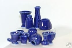 Dollhouse Miniature Porcelain 11 piece Vase Set