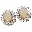 14kt Yellow Gold Oval Shaped Opal and Diamond Earrings