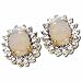 14kt Yellow Gold Oval Shaped Opal and Diamond Earrings